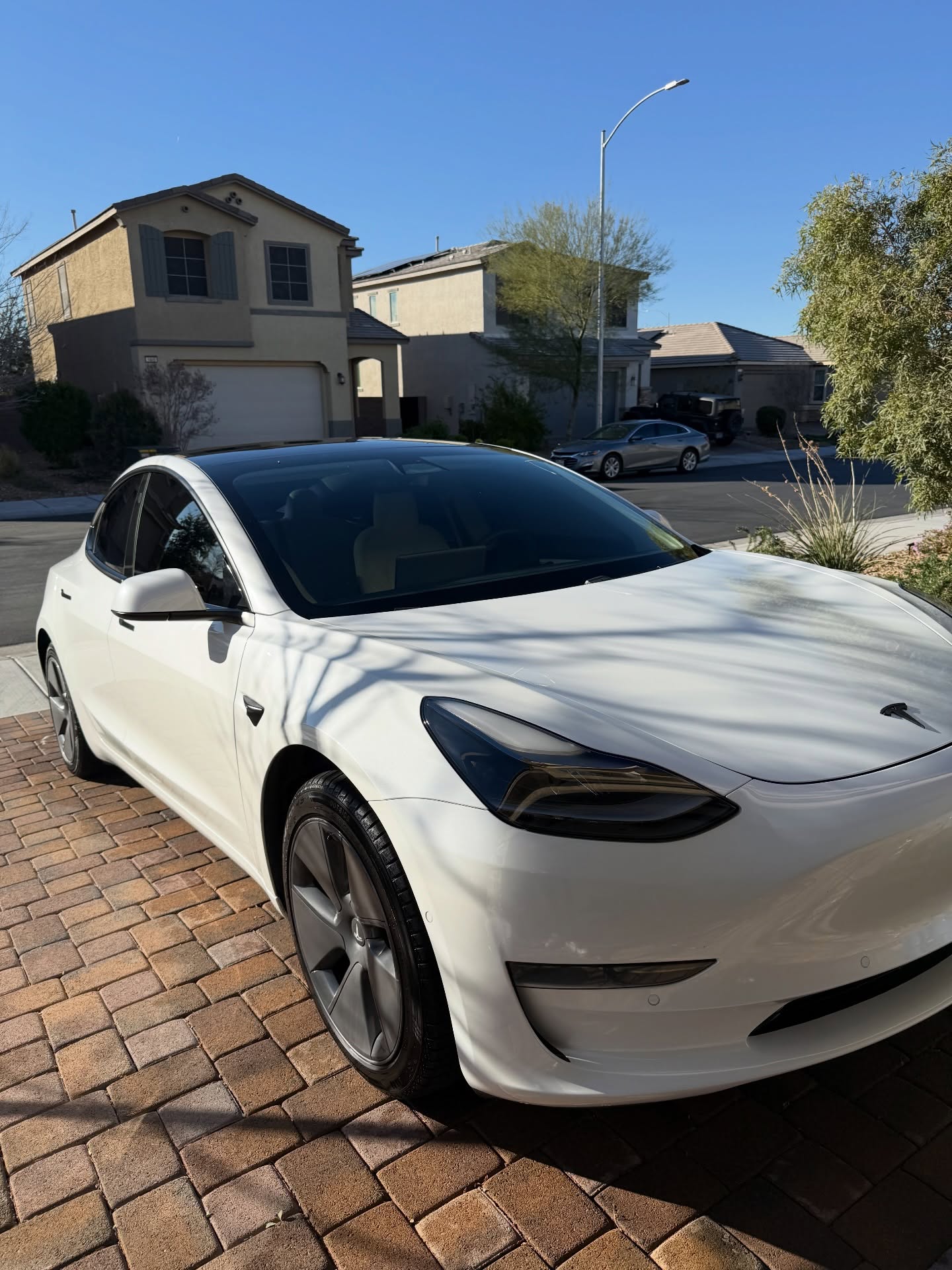 White Tesla after exterior detailing